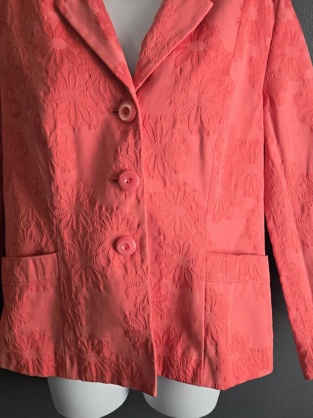 Sag Harbor Vintage Coral Floral Cottagecore Women's 12 Coastal Grandma Blazer - Picture 7 of 7